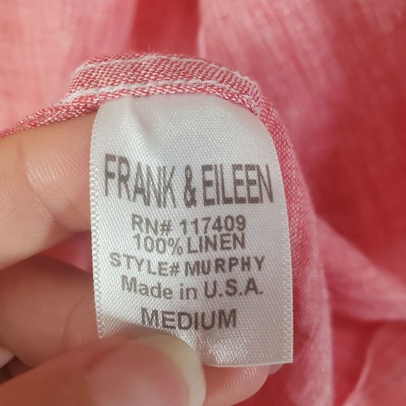 FRANK & EILEEN Women Shirt Dress Murphy Coral Button Up 100% Linen Itali… - Picture 5 of 9